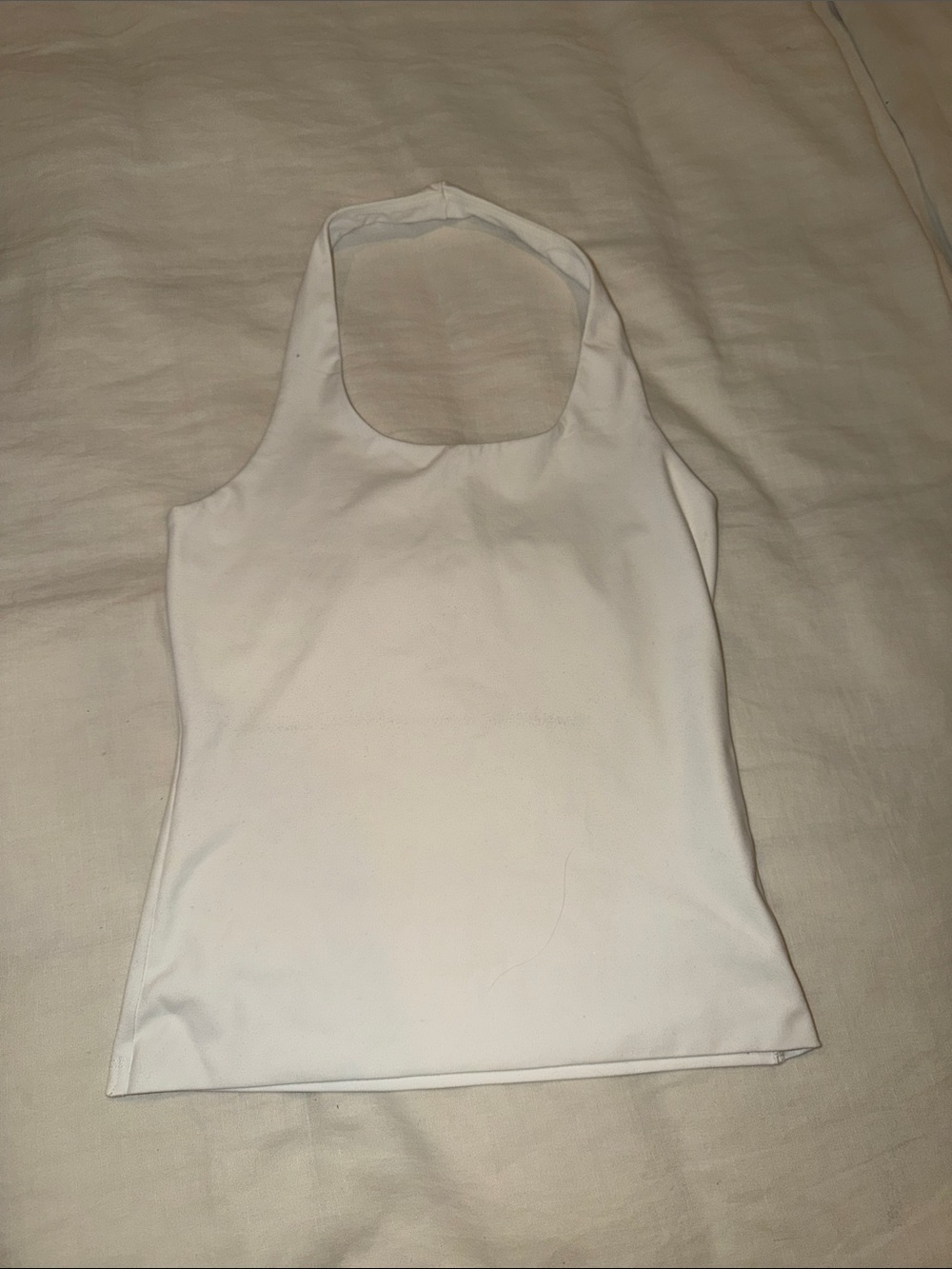 White Halter Neck Tank Top - Women